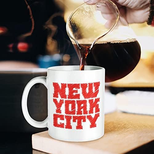 Њујорк Печати Кригла Кафе Тамблер Керамички Чај Чаша Смешни Подарок Со Логото Дизајн За Канцеларија Дома Жени Мажи - 11 Мл Бело