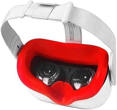 Tataco VR Силиконска обвивка за очи за очите за Окулус потрага 2-доказ за пот, светло, без лизгање, црно/црвено за перење, што може