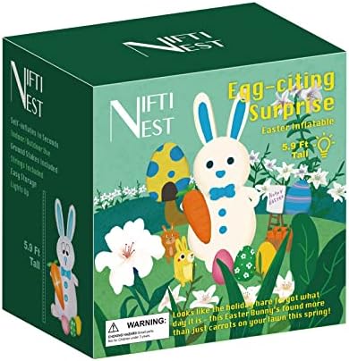 Nifti Nest 6 ft Велигденски надуени украси на отворено Велигденско зајаче морков и јајца, изградени за Велигденска забава за одмор,