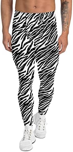 Белешки од зебра ленти за мажи црно -бело животинско образец со средно половината јога панталони