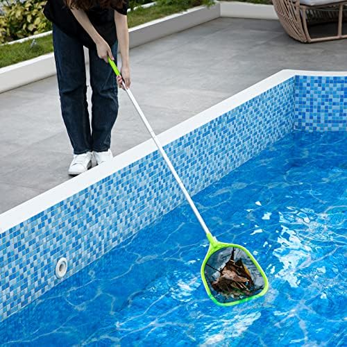 Mowend Pool Leaf Skimmer Net 57 инчи со 4 делови од алуминиумски пол за чистење базен, езерце, бањата, топла када