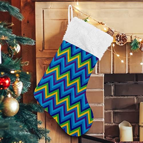 Сино yelow Purple Chevron Zigzag 2 парчиња Божиќни чорапи Бели кафулички манжетни мерцеризирани кадифени семејни празници големи порибници деца Божиќни забави украси