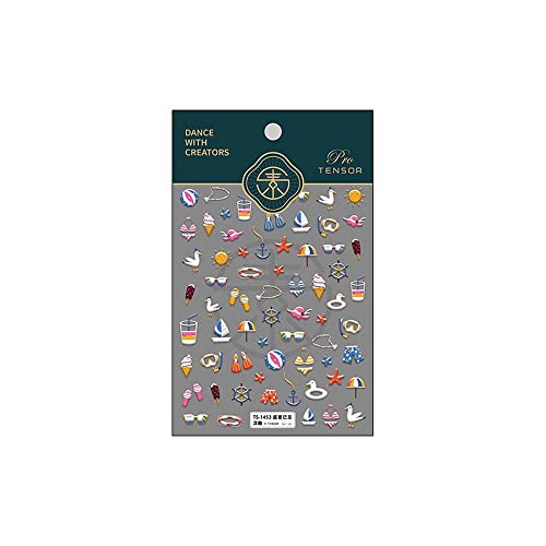 Bybycd Nail Decals симпатична модна цртана филмови за нокти за пренесување на вода декларална школка бикини за ембозоз Дизајн