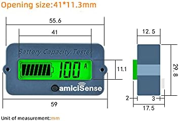 Amicisense Coulometer 8V ~ 80V, 50A Вистински тестер за напон на индикаторот за капацитет