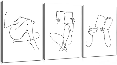 Womanена чита платно wallидна уметност црно -бело слики минималистичка линија уметност отпечатоци жени силуета сликање кафе чаша постер