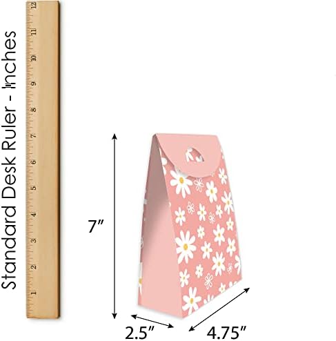 Голема точка на среќа розови цвеќиња на маргаритки - торби за фаворизирање на цвеќиња - кутии за забава - сет од 12