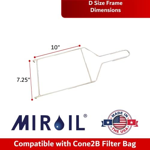 MiRoil Cone2b Мал фриер филтер за филтрирање и рамка за големина на големина, комплет за филтрирање на филтрирање на проток и рамка, идеален за употреба со кади на масло о?