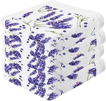 Кигаи 4 парчиња убави пурпурни крпи од лаванда памучни мијалници, брзо сушење и апсорбирана мека крпа за бања, лесна и преносна крпа за прсти