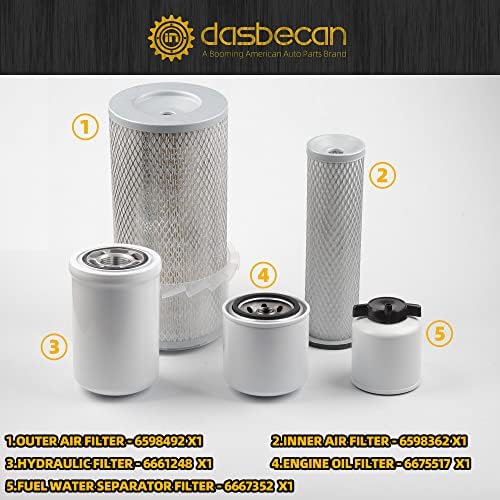 Dasbecan Air Filter Oil Filter Kits Compatible with Bobcat 751 751G 753 763 773 7753 753G 763G 773G S130 S150 S160 S175 S185 S205 T140