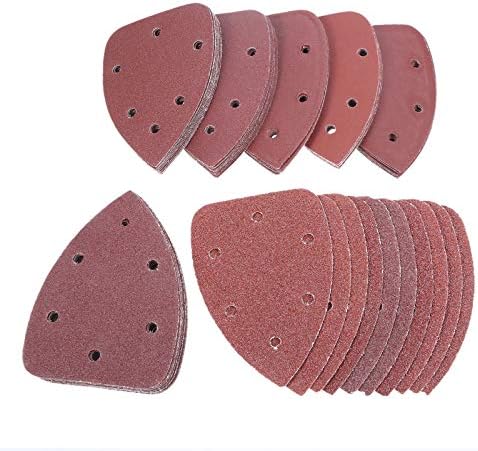 Sander Sandpaper 10PC 14098mm 6 дупки за пескарење Триаголник Триаголник шкурка кука јамка за јамки 40-320 Абразивно пескарење диск