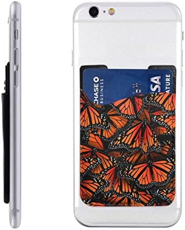 Монарх пеперутки држач за телефонска картичка PU кожна кредитна картичка за картички за лепила 3М лепила за сите паметни телефони