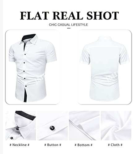 Menимер машкото копче за случајни кошули надолу со кошули со кратки ракави со брчки