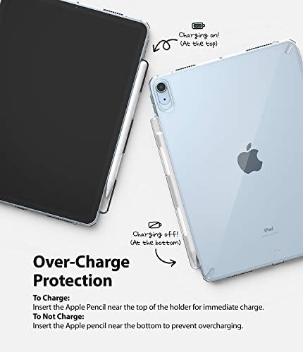 Ringke Fusion компатибилен со iPad Air 5/4 кутија, транспарентна обвивка за грб со прицврстен држач за молив [над превенција на полнење]
