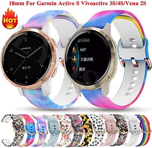 Cysue 18mm Часовник Бенд За C2 За Garmin Vivoactive 3S/4S/Венеу 2/Активни S Реј Силиконски Ремен Паметни Лесни Додатоци За Замена