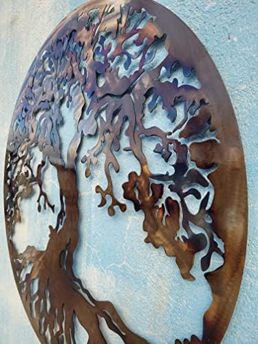 Дрво на животниот метал уметнички wallид декор, 27,5 инчи, топлина обоена