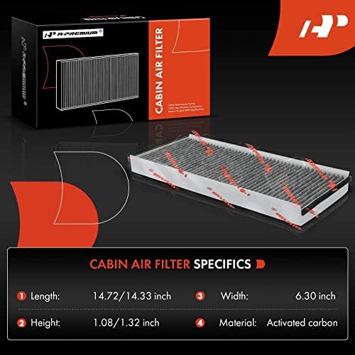 А-PREMIUM 2-PC CABIN AIR FILTER со активиран јаглерод компатибилен со Dodge Sprinter 2500 2003-2006, Sprinter 3500 2003-2006 & FrightLiner