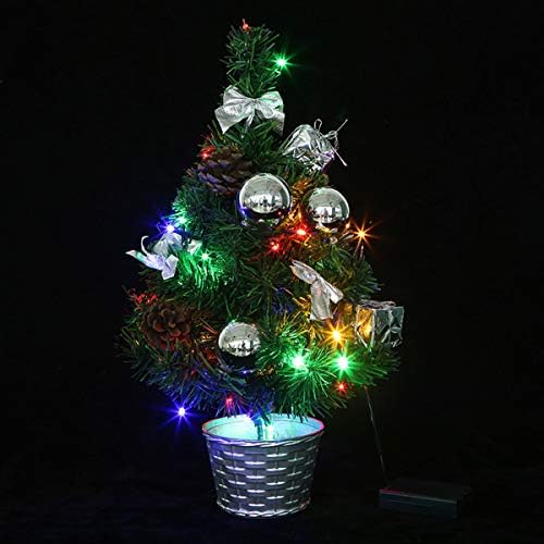 YIZYIF LED Светла Мини Украси За Подароци За Новогодишна Елка Вештачка Украсена Божиќна Борова Мала Божиќна Декорација Сребрена Големина