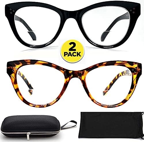 Бифокални очила за читање за жени 2-пакувања Пролетни шарки за чисти леќи Мачки очи читатели 1.50 1,75 2,00 2,50