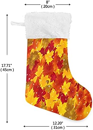 Алаза Божиќни чорапи есенски остава златни лисја од лисја класичен персонализирани големи декорации за порибување за семејни сезонски празници