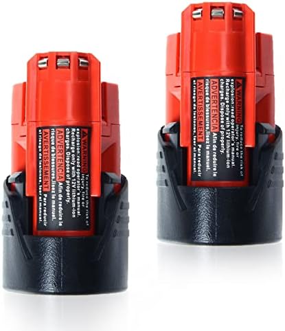 Bdreer 2 Pack 3000mAh 12V литиум јонска замена батерија компатибилна со батеријата Milwaukee M12 48-11-2401 48-11-2402 48-11-2411