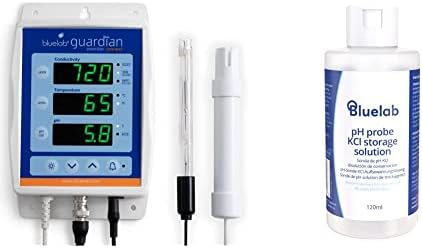 Bluelab Monguacon Гардијан Монитор Поврзете за pH, Температура, И TDS Во Вода со Најавување На Податоци &засилувач; Stsol120 Kcl Складирање