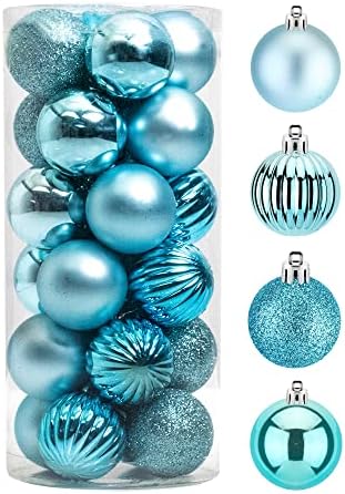 24 парчиња 1,57 Божиќни украси на топки, распрскувана пластична топка присутна за Божиќни дрвја, фестивал, домашна забава и свадбена забава, украси за новогодишна елк?