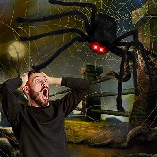 Декорации на пајакот на Ноќта на вештерките Коловис, 1 x 4 ft гигантски пајак и 2 x 2,5 ft голем застрашувачки пајак, реалистични