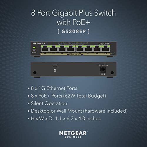 NETGEAR 8 Порт По Гигабит Етернет Плус Прекинувач-со 8 x Po+ @ 62W, Десктоп Или Ѕид Монтирање