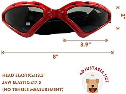 Големи очила за кучиња Пелесо, очила за заштита од миленичиња за заштита од очи за средни големи кучиња- црвена