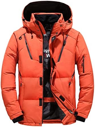 Зимски јакни машка задебелна пуфер во паркинг јакна ватиран крзно јака со качулка скијачки скијачки палто со џебови со џебови