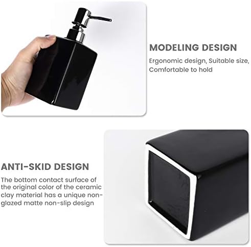 YCWF Црниот керамички диспензер за сапун за бања, 12 мл/330 мл рачен сапун за диспензерот и диспензерот за лосион, диспензерот