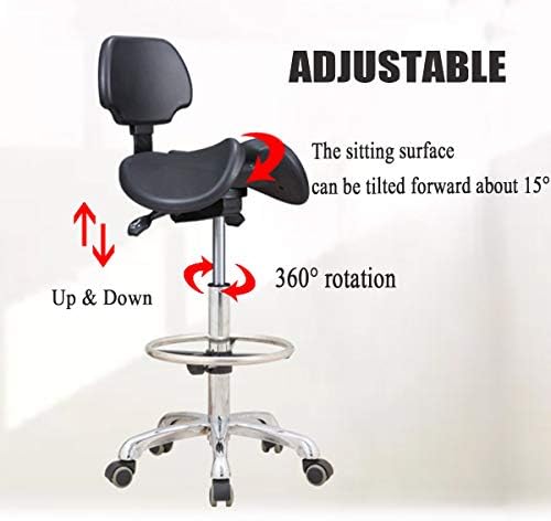 Работен стол за столче за столче Ергономска прилагодлива 360 ° ротирајте столче за вртење за кујнски лекари за стоматолози за убавина