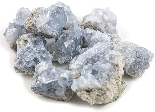 Беверли дабови кристали на целестит - кластер на кристал на Celestine - Celestite Geode за медитација, решетка, домашен декор и кристали