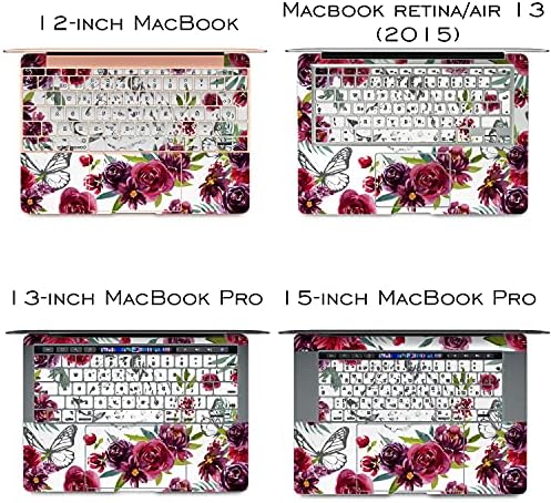 Cavka Vinyl Decal Skin компатибилна за MacBook Pro 16 M1 Pro 14 2021 Air 13 M2 2022 Retina 2015 Mac 11 Mac 12 Print Purple Flowers розово покритие