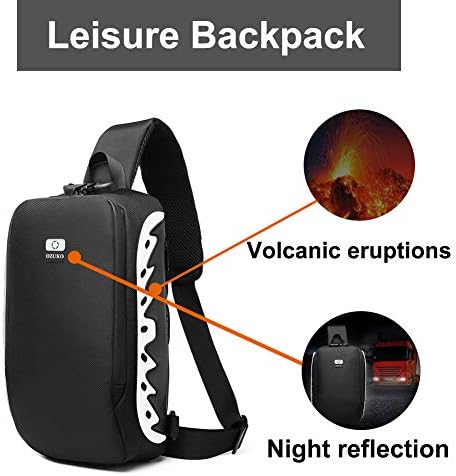 Озуко торба за прашкасти анти-кражба на рамото водоотпорен водоотпорен ранец на градите со USB порта за полнење