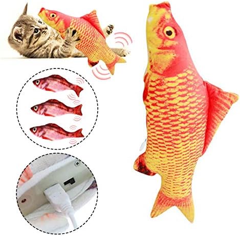 Играчка за мачки за миленичиња Langya, USB полнење електрична играчка со риби со мачки со вградена батерија, електрична риба за мавтање, реална