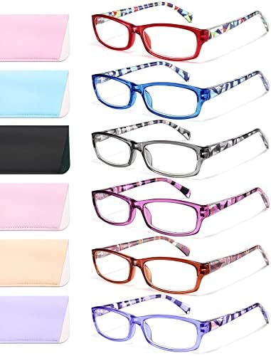 Гаоје Очила За Читање За Жени, 6 Пакет Модни Читатели За Жени Мажи Пролетни Очила За Очи Со Шарки, Очила За Читање Со Сина Светлина