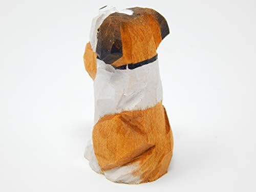 Фигура за кученца од кучиња Бернард - Минијатурна 2 инчи дрвена резба рачно изработена домашна декор Мала животинска градина статуа ПЕТ