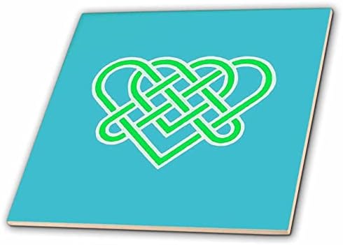 3дроза Келтски Вечен Љубовен Јазол Романтично Срце Зелен Дизајн-Плочки
