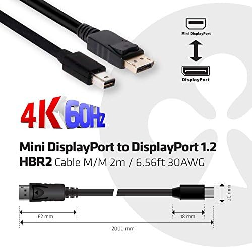 Club3d CAC-2163 Mini до 1,2 HBR2 DisplayPort Cable M/M 2M/6,56 '30aWg