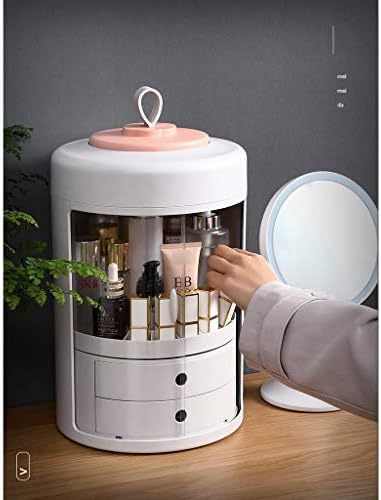 Организатор за шминка SISWIM, ротирачки козметички кутии за складирање со голем капацитет за складирање на козметика за козметика, парфемот може да се користи за скла