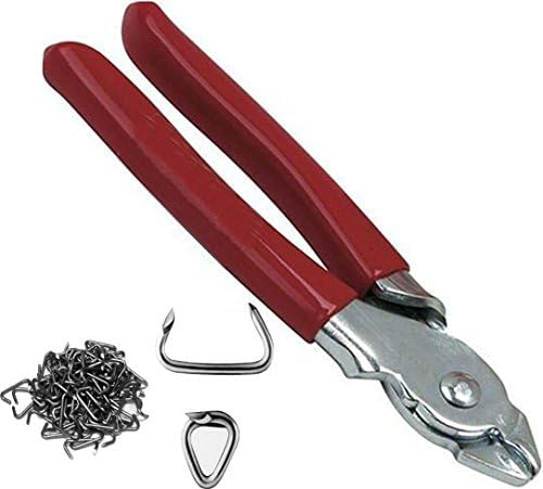 Drake Off Road Red Straight Hog Ring Pliers Set & 280 Galvinized hog rings- за тапациран инсталациски комплет автомобил автоматско капаче за греење на седиштето за грејач