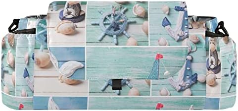 Катаку море тема дрвена шетач Организатор торба бебе Универзална шетач додатоци торба со 2 држачи за чаши големи вселенски вреќа за складирање на вреќи за вреќи за