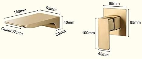 Славина Бања Слив Тапа Ѕид Монтирани Четкани Злато Водопад Када Миксер Допрете Сплит Прекинувач 2 Парчиња Цврст Месинг Ладна Славина