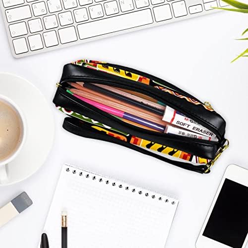 Големо складирање молив торбичка Пенка за пенкало Организатор за канцелариски материјал за училиште и канцеларија, африкански елементи за дизајн