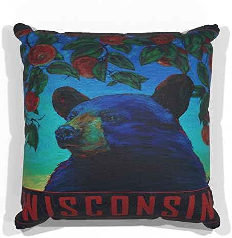 Висконсин јаболко црна мечка платно фрли перница за кауч или тросед дома и канцеларија од нафта сликарство од уметникот Кари