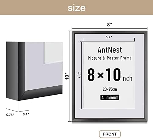Antnest 2 пакет 8x10 црна рамка за слика, фото рамки за приказ на wallидови или таблети и монтирање на wallидови, алуминиумски слики Фото