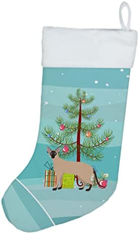 Богатства на Каролина CK4595CS Colorpoint Shorthair 2 Cat Merry Christman Christmas Christmas Stocking, камин виси чорапи Божиќна сезона забава