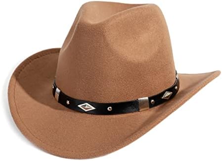 Gossifan Women Men Men Western Cowboy Cowgirl Hat Fedora Hat со појас