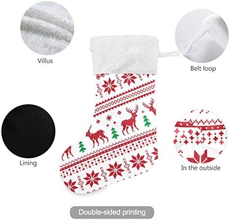 Алаза Божиќни чорапи Елк Снегулка Геометриски елемент Класичен персонализирани големи декорации за порибување за семејни празнични